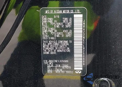 2020 Infiniti Qx80 Luxe Awd из США, поврежденный, VIN JN8AZ2NE1L9250989